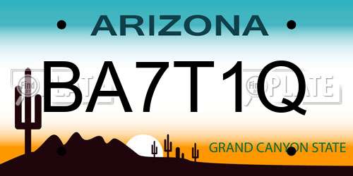 BA7T1Q Arizona License Plate