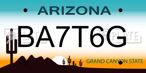 BA7T6G Arizona License Plate
