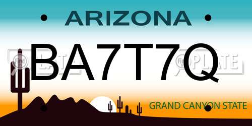 BA7T7Q Arizona License Plate