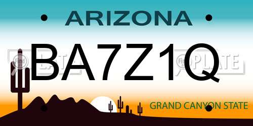 BA7Z1Q Arizona License Plate