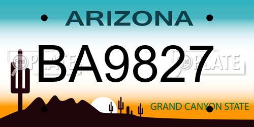 BA9827 Arizona License Plate