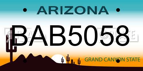 BAB5058 Arizona License Plate