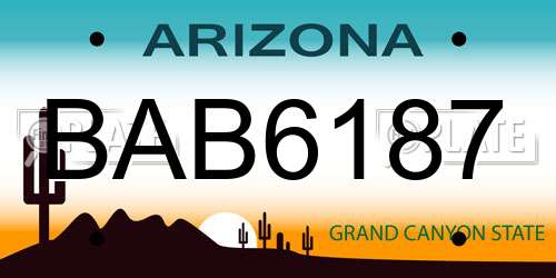 BAB6187 Arizona License Plate