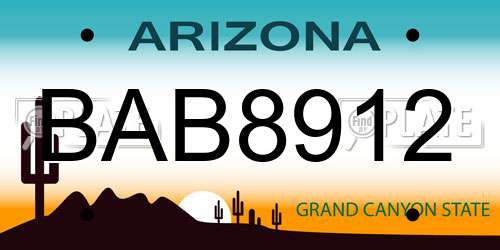 BAB8912 Arizona License Plate