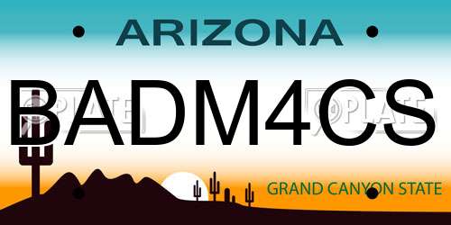 BADM4CS Arizona License Plate