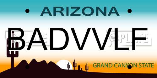 BADVVLF Arizona License Plate
