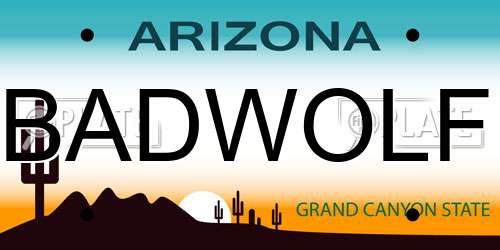 BADWOLF Arizona License Plate