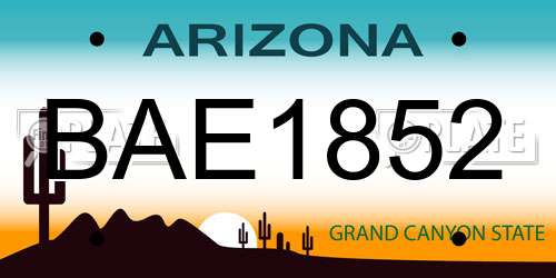 BAE1852 Arizona License Plate
