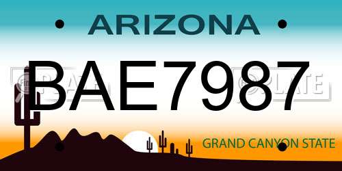 BAE7987 Arizona License Plate