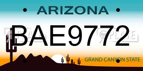 BAE9772 Arizona License Plate