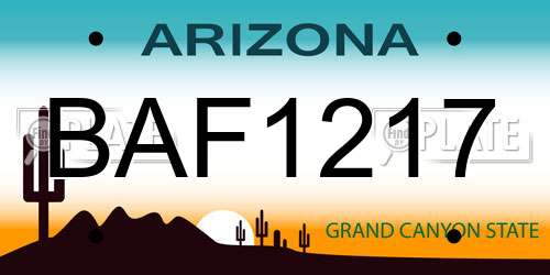 BAF1217 Arizona License Plate