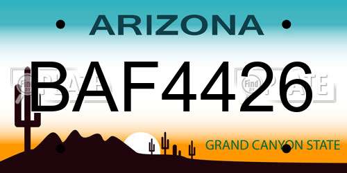 BAF4426 Arizona License Plate