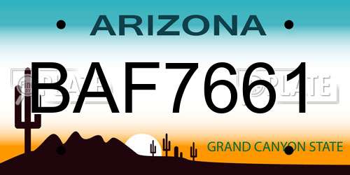 BAF7661 Arizona License Plate