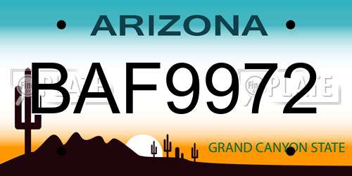 BAF9972 Arizona License Plate