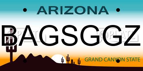 BAGSGGZ Arizona License Plate