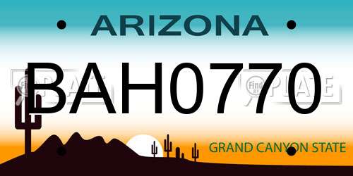 BAH0770 Arizona License Plate