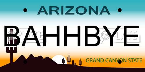 BAHHBYE Arizona License Plate