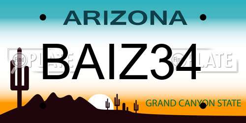 BAIZ34 Arizona License Plate