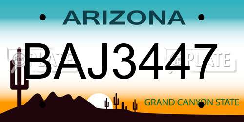BAJ3447 Arizona License Plate