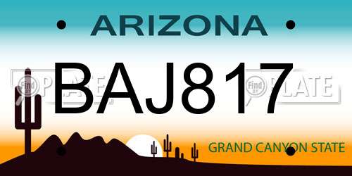 BAJ817 Arizona License Plate