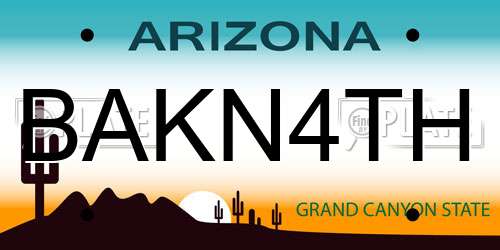 BAKN4TH Arizona License Plate