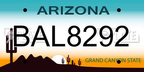 BAL8292 Arizona License Plate