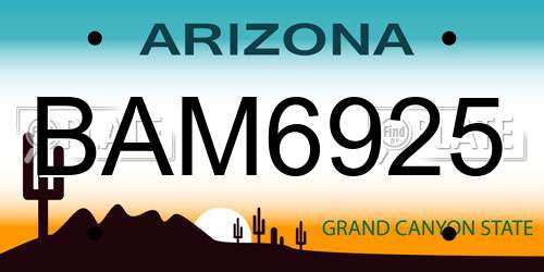 BAM6925 Arizona License Plate