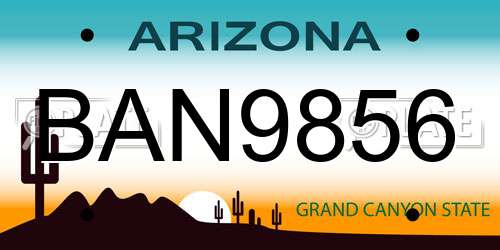 BAN9856 Arizona License Plate