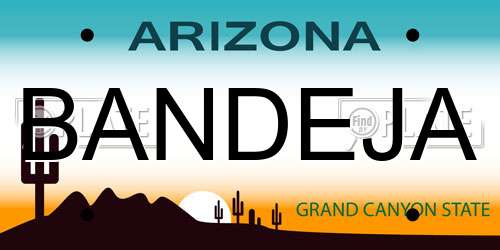 BANDEJA Arizona License Plate