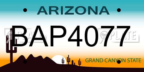 BAP4077 Arizona License Plate