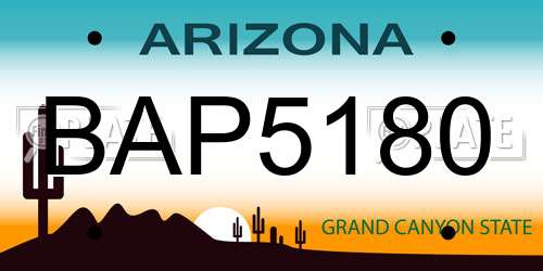 BAP5180 Arizona License Plate