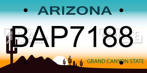 BAP7188 Arizona License Plate