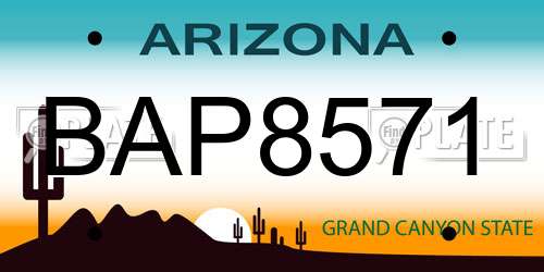 BAP8571 Arizona License Plate