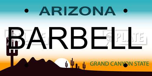 BARBELL Arizona License Plate