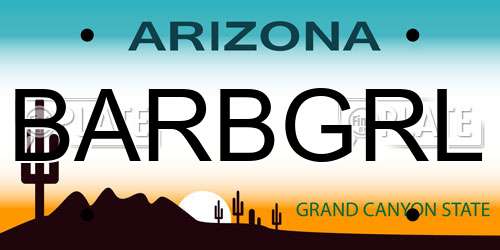BARBGRL Arizona License Plate