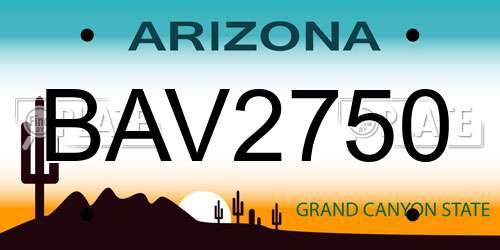 BAV2750 Arizona License Plate