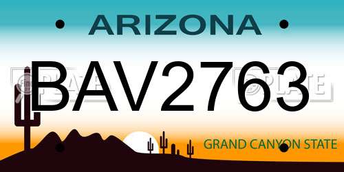 BAV2763 Arizona License Plate