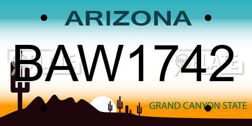 BAW1742 Arizona License Plate