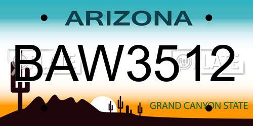 BAW3512 Arizona License Plate