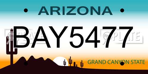 BAY5477 Arizona License Plate