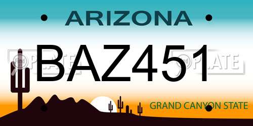 BAZ451 Arizona License Plate