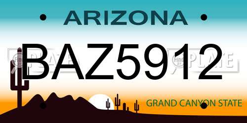 BAZ5912 Arizona License Plate