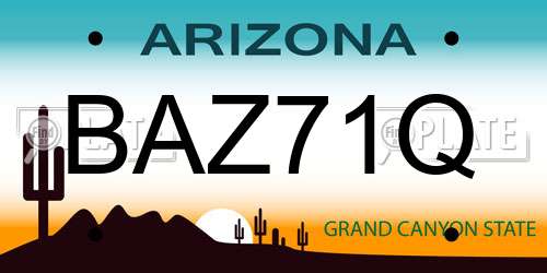 BAZ71Q Arizona License Plate