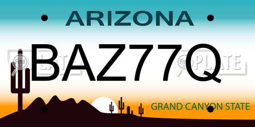 BAZ77Q Arizona License Plate