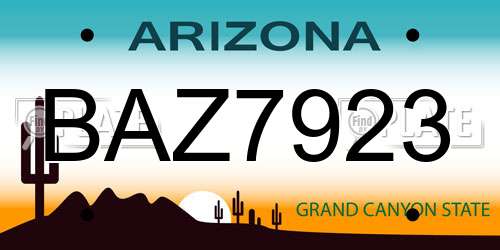 BAZ7923 Arizona License Plate