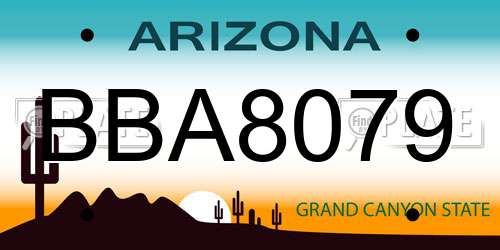 BBA8079 Arizona License Plate