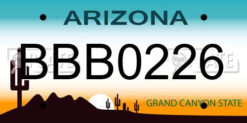 BBB0226 Arizona License Plate