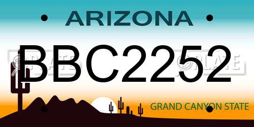 BBC2252 Arizona License Plate