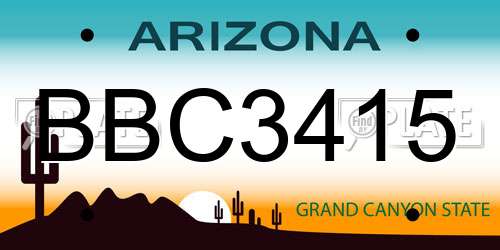 BBC3415 Arizona License Plate
