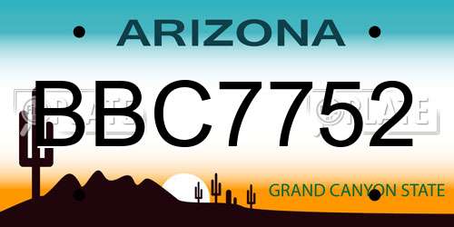 BBC7752 Arizona License Plate